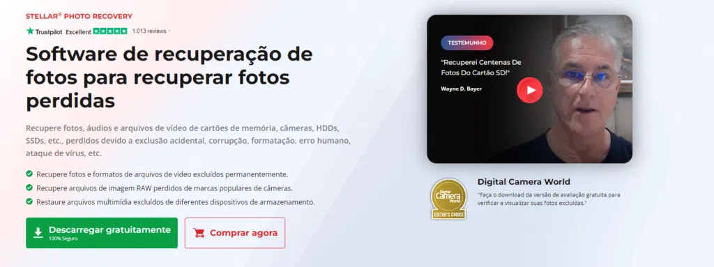 Apagou ou perdeu fotos e vídeos em seu computador? Recupere com stellar photo recovery. Quer recuperar fotos perdidas de um cartão sd ou do hd do computador? Stellar photo recovery é a solução