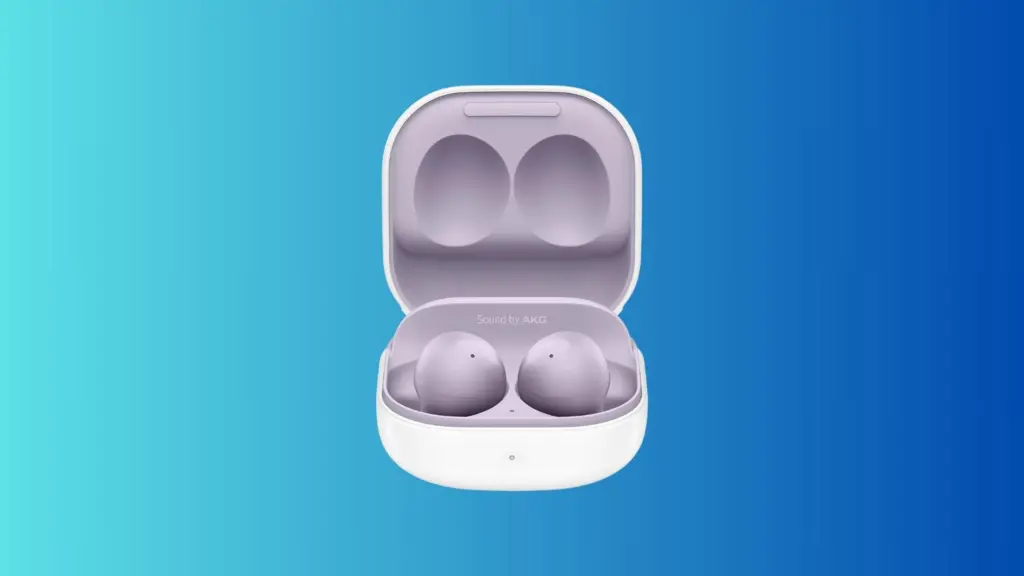 Galaxy buds2 violeta em fundo azul