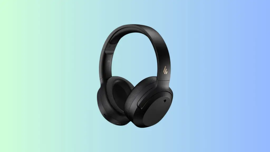 Headphone edifier w820nb preto em fundo degradê azul