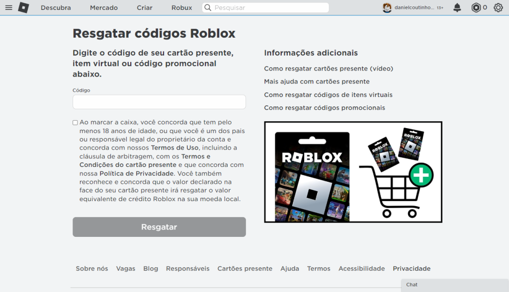 Como Resgatar ROBLOX > ROBUX – ATIVAR ONLINE - GIFTCARDS