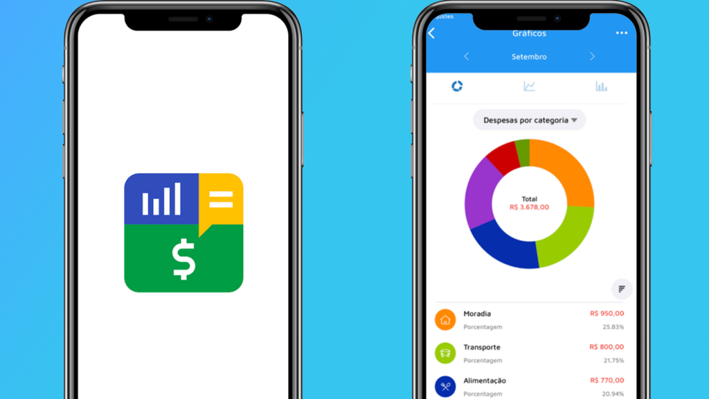 Interface do app mobills, para finanças