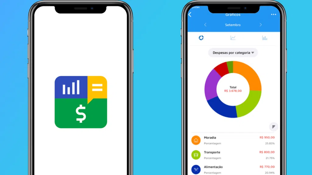 Interface do app mobills, para finanças