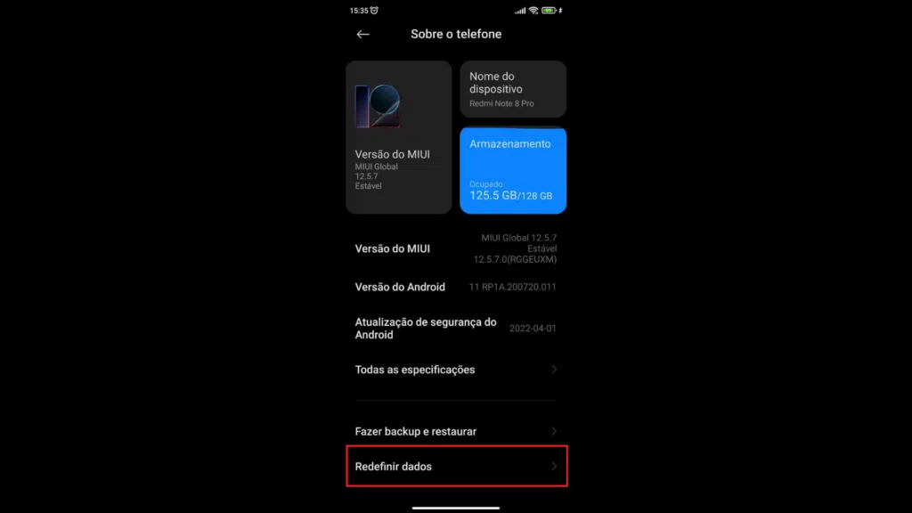 Etapa 2: como restaurar celular xiaomi para os padrões de fábrica (hard reset/factory reset). (imagem: daniel coutinho/showmetech)