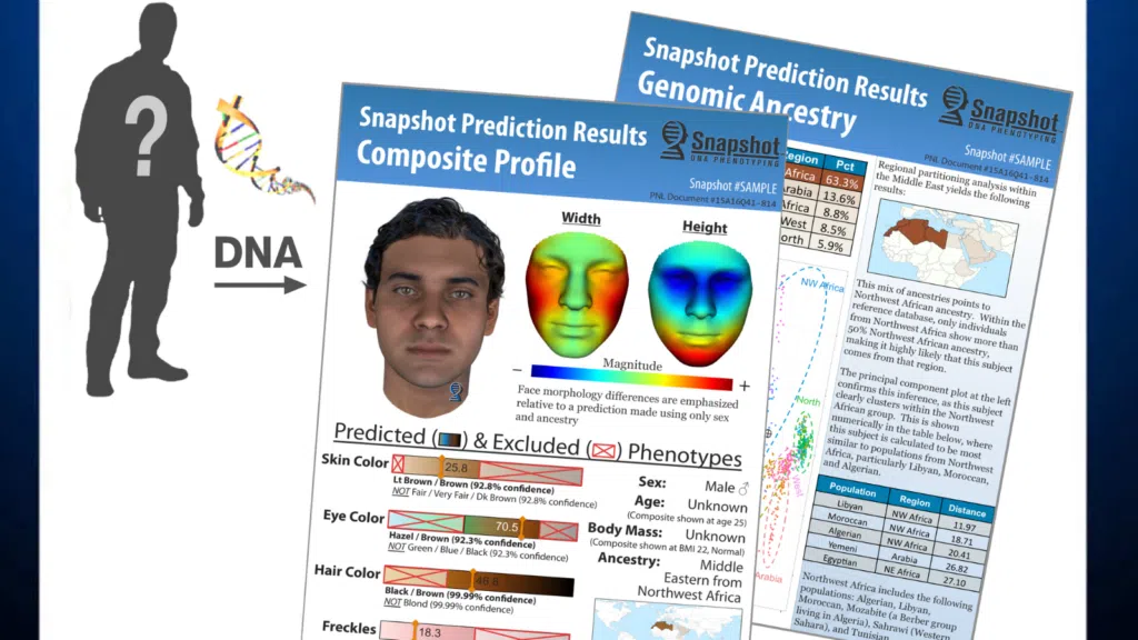 Policiais usaram dna para fazer o reconhecimento facial de um suspeito. A empresa parabon nanolabs ajudou a reproduzir um modo 3d do rosto de um possível suspeito por meio do dna. A criação de rostos com dna levanta discursões sobre a busca por desaparecidos.