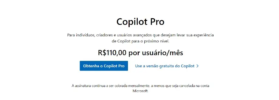 Copilot pro leva ia para microsoft 365 por r$ 110/mês. Assinatura adicional oferece acesso ao gpt-4, gpt-4 turbo e dall-e 3 diretamente do word, excel, outlook e powerpoint