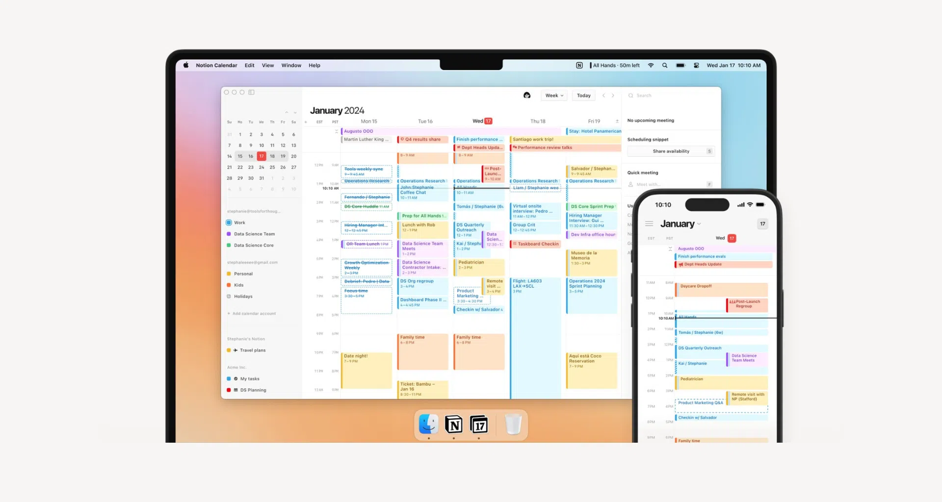 Notion calendar é lançado para impulsionar produtividade. Novidade é uma integração das tecnologias do cron, comprado pela notion em 2022 e chega para windows, mac e ios