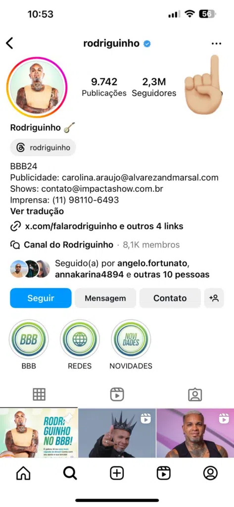 Como bloquear perfis do bbb 24 no instagram. Imagem: lucas gomes, smt