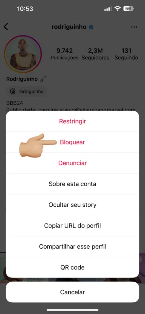 Como bloquear perfis do bbb 24 no instagram. Imagem: lucas gomes, smt