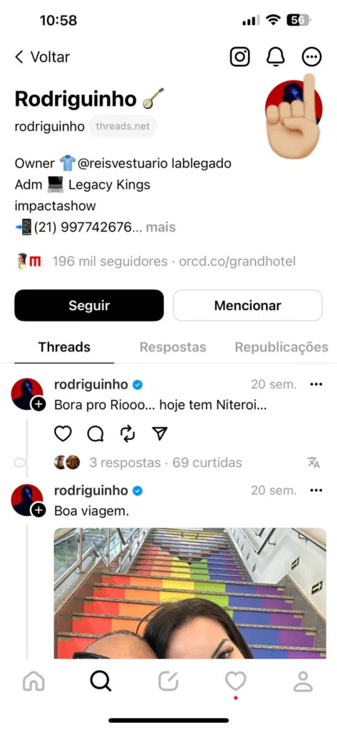 Como bloquear perfis do bbb 24 no threads. Imagem: lucas gomes, smt