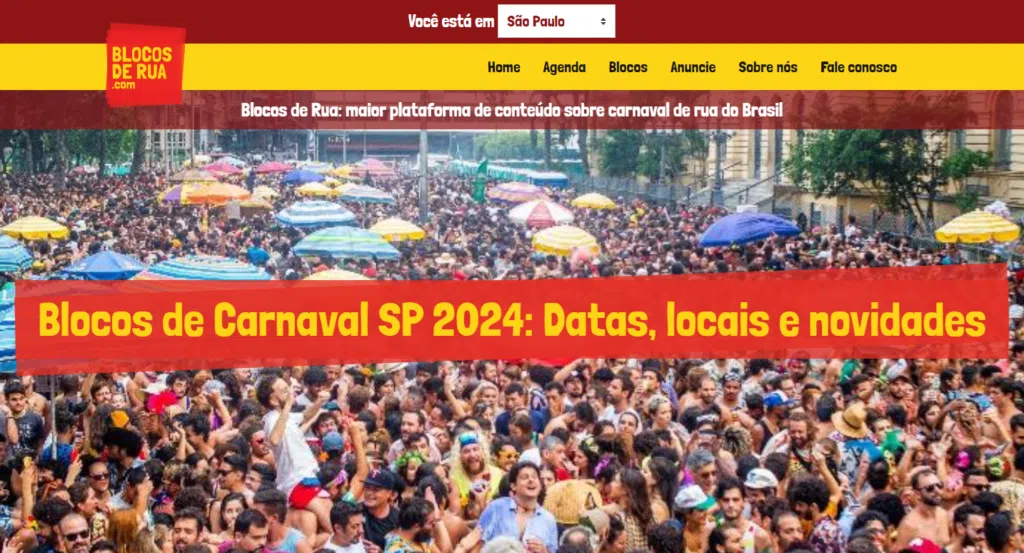 O site blocos de rua também traz informações de diversos blocos pelo país. Imagem: lucas gomes, smt