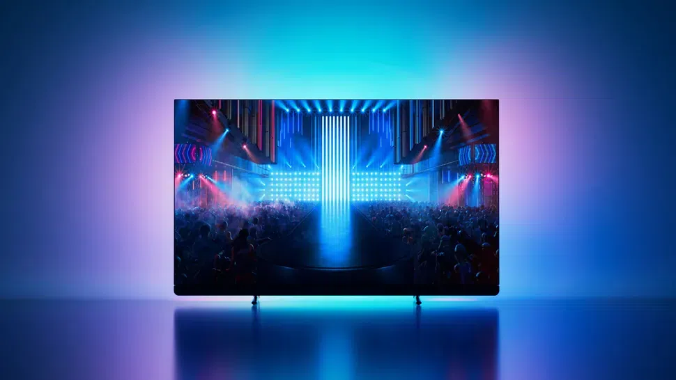 Disponível em um tamanho de 65 polegadas, eleva o padrão de brilho com a incorporação do novo painel oled, impulsionado pela tecnologia micro  tvs da philips lens array (mla). Imagem: techradar