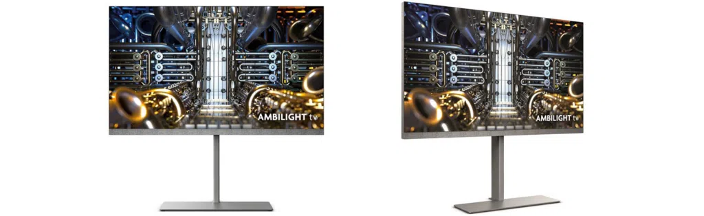 Ambilight plus estreia na nova linha de tvs oled+ da philips. Smart tvs da philips são as primeiras oled com brilho de até 3000 nits, e sistema ambilight plus cria efeito bidimensional na iluminação traseira