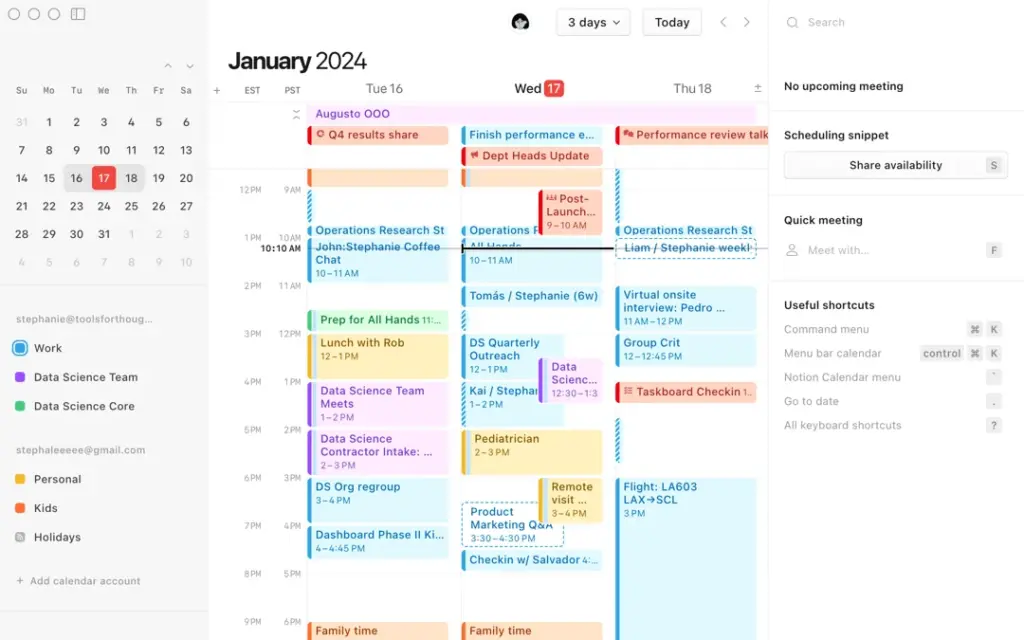 Uso do notion calendar para impulsionar produtividade