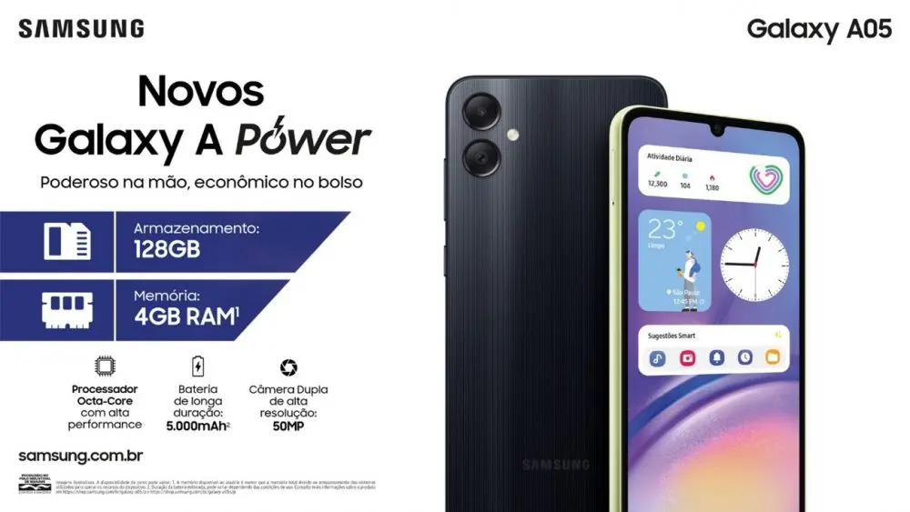 Samsung lança galaxy a05s, galaxy a15 e galaxy a25 5g a partir de r$ 799. Empresa mostrou novos smartphones para a categoria de entrada e prometeu quatro anos de atualização de sistema operacional. Conheça!