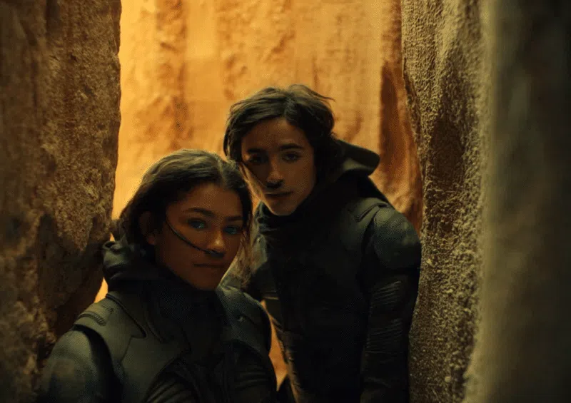 Paul atreides (timothée chalamet) e chani (zendaya) em cena de duna / fonte: warner bros. Pictures