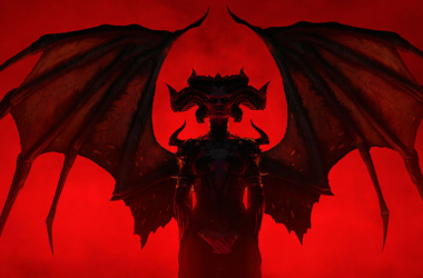 Lilith em fundo vermelho em arte de diablo iv