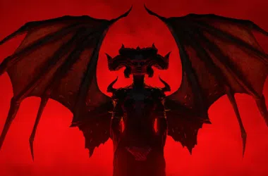 Lilith em fundo vermelho em arte de diablo iv