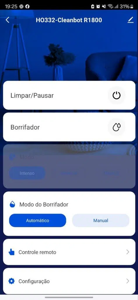 App multi para gerenciar o robo limpador de vidros