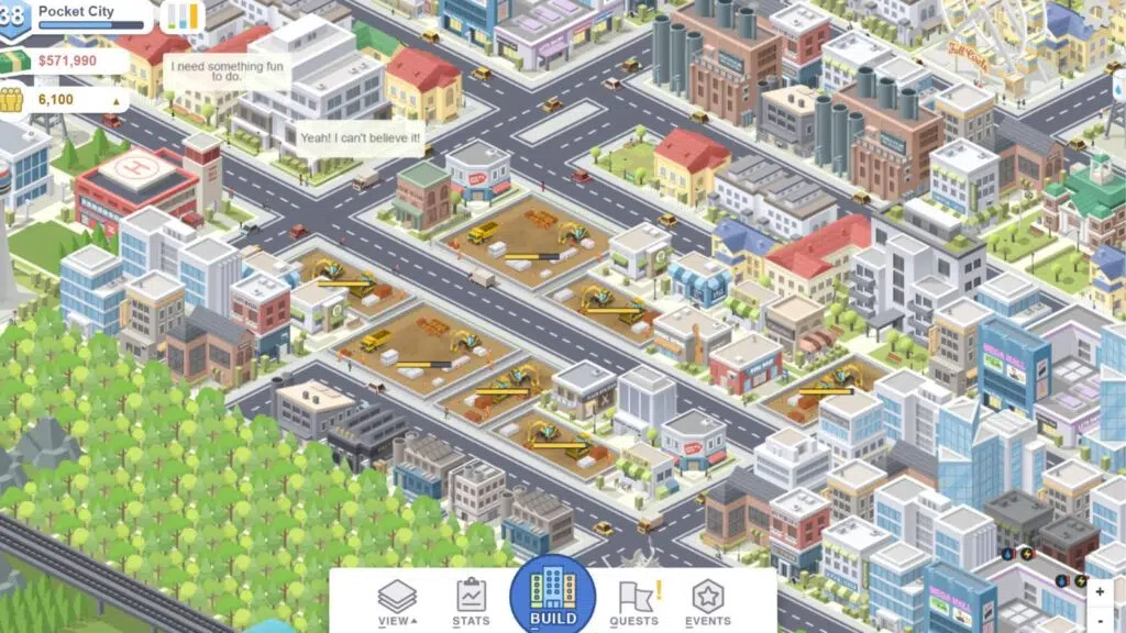 Tela de pocket city