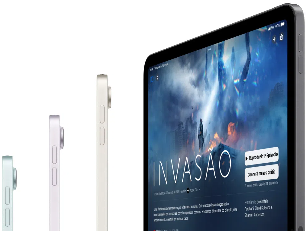 Novo ipad air (2024) chega em telas de 11 e 13 polegadas. Tablet tem câmera frontal em nova posição e suporte para apple pencil pro. Veja todos os detalhes