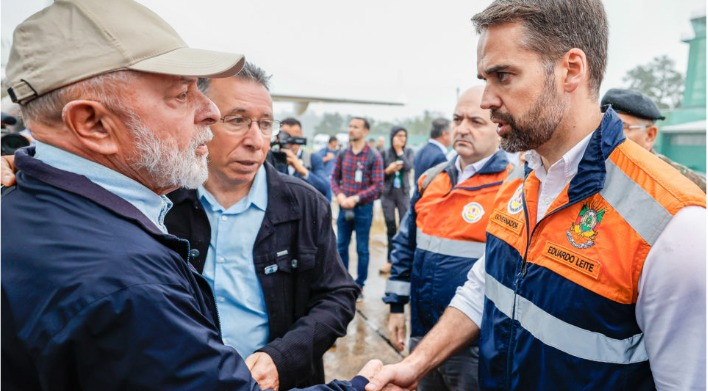 Presidente lula e o governador do rio grande do sul, eduardo leite. Imagem: gazeta do povo