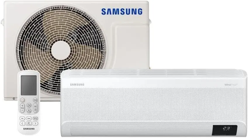 A imagem apresenta um ar-condicionado split hi wall samsung digital inverter windfree.