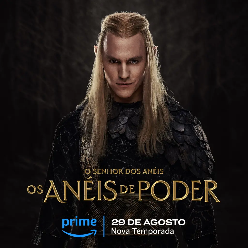 A imagem mostra uma arte promocional da série o senhor dos anéis: os anéis de poder.