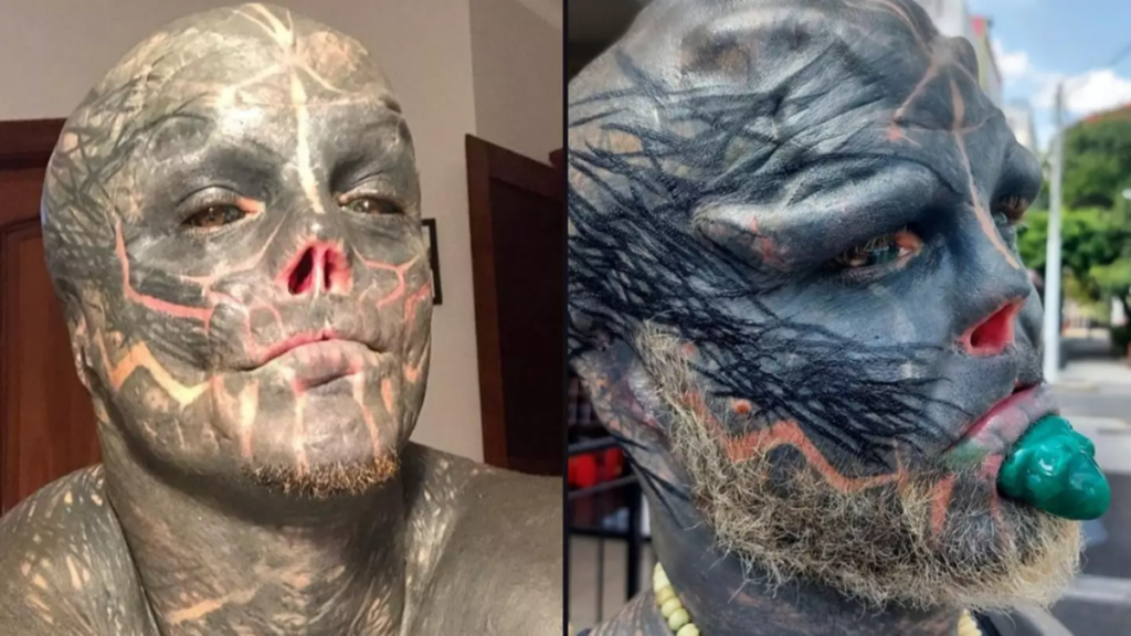 Anthony loffredo é conhecido como o 'alien negro' online, tornando-se viral pelas modificações extremas que faz em seu corpo