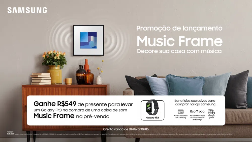 Samsung lança caixa de som music frame com bônus de r$ 549. A caixa de som da samsung traz qualidade de áudio com muito estilo, exibindo fotos e gravuras para decorar o ambiente