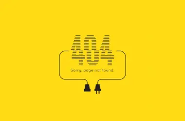 Erro 404 de página não encontrada em fundo amarelo