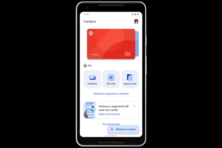 Pix na carteira do google