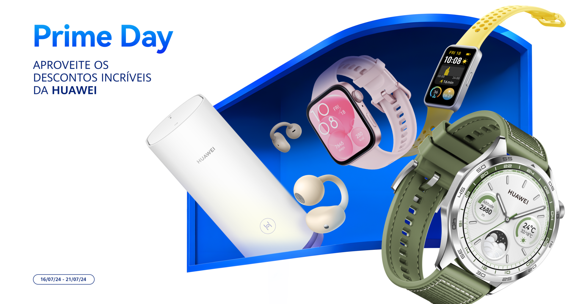 Promoção da huawei oferece até 26% de desconto no prime day 2024; veja opções!. Smartwatches e pulseira inteligente são destaques. Conheça cada um deles