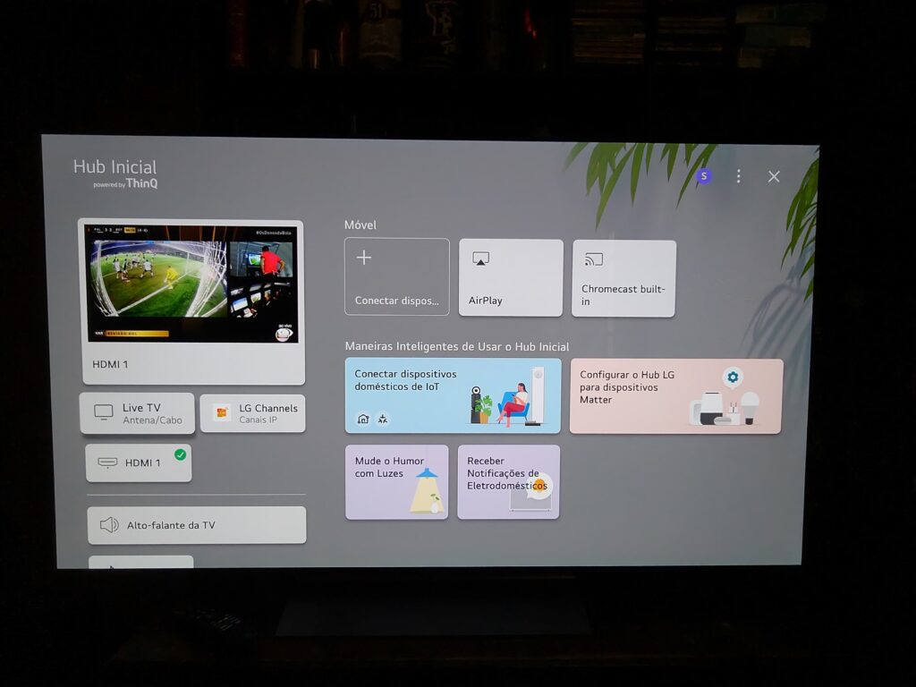 Central de controle da smart tv lg oled evo ai c4 4k