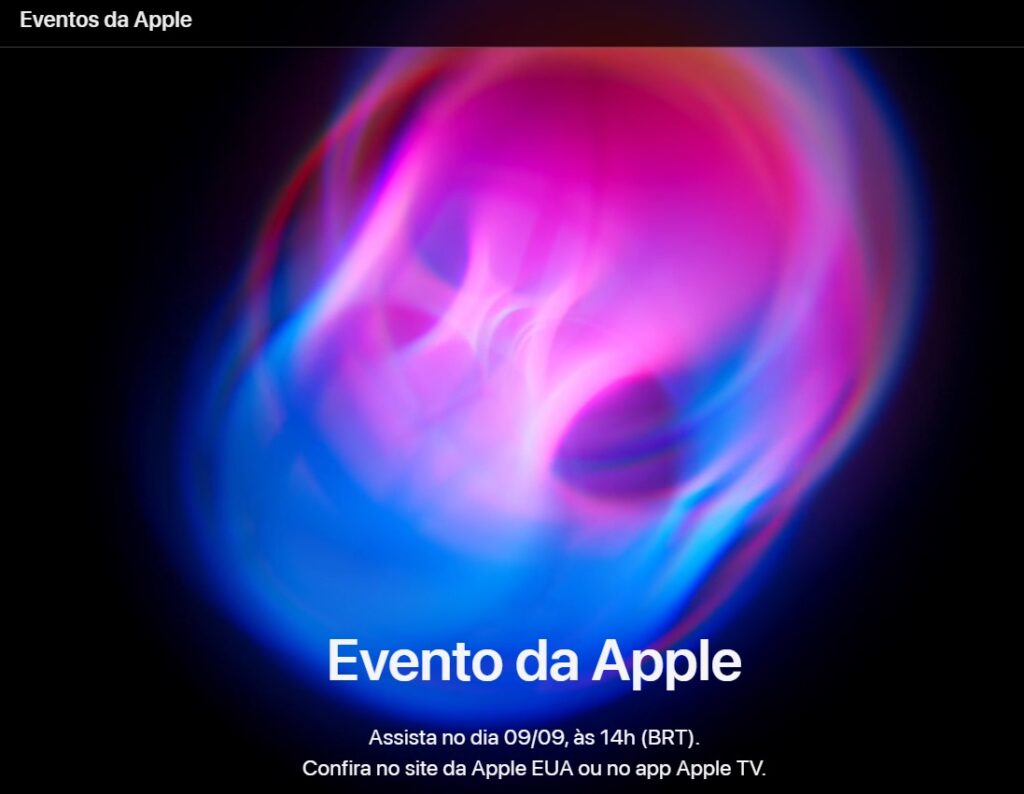 Imagem de divulgação do lançamento do apple event em 16 de setembro de 2024