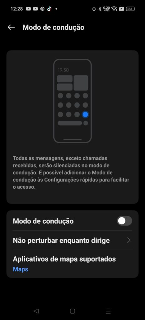 Modo condução no realme gt 6