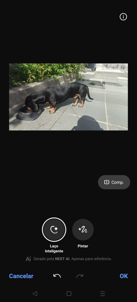 Foto de cachorro em processo de remoção por ia no realme gt 6