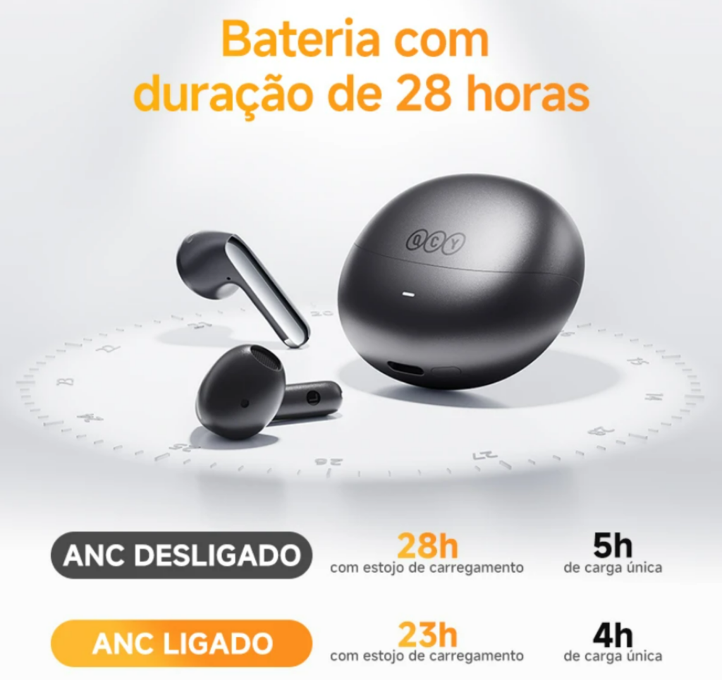 Ht10 ailybuds pro+ é um fone de ouvido com bateria de até 28 horas