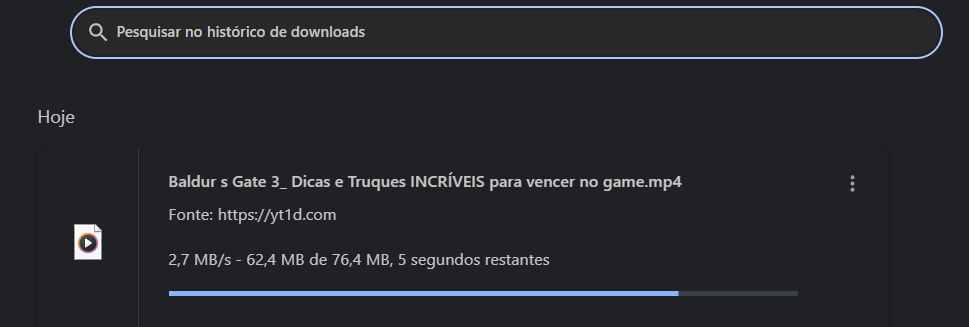 Processo de baixar vídeo do youtube pelo yt1d. Com