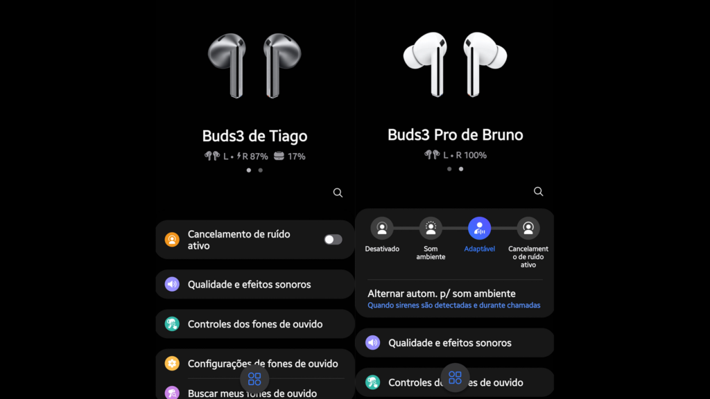 Tela inicial do app wearable da samsung