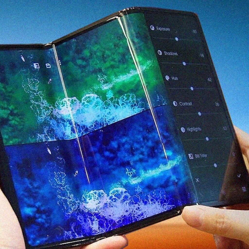 Protótipo de smartphone dobrável de 3 telas da huawei