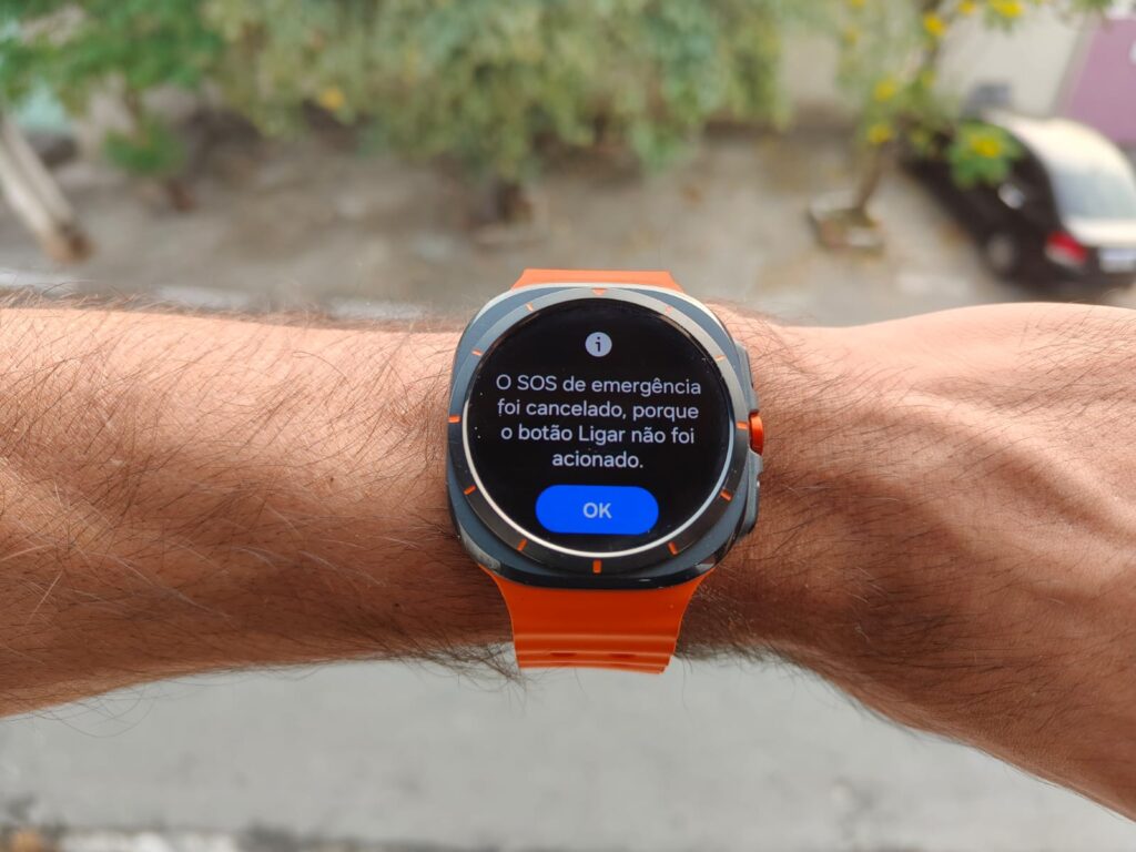 Tela de sms de emergência do galaxy watch ultra