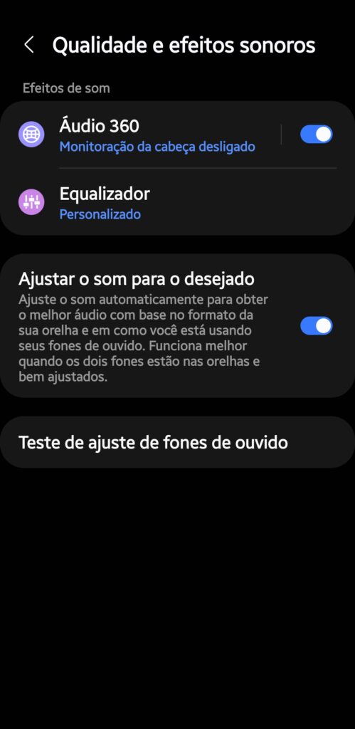 Configurações de som dos galaxy buds3 pro