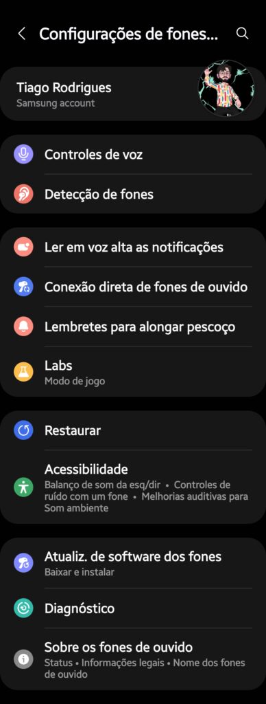 Configurações de som dos galaxy buds3 pro