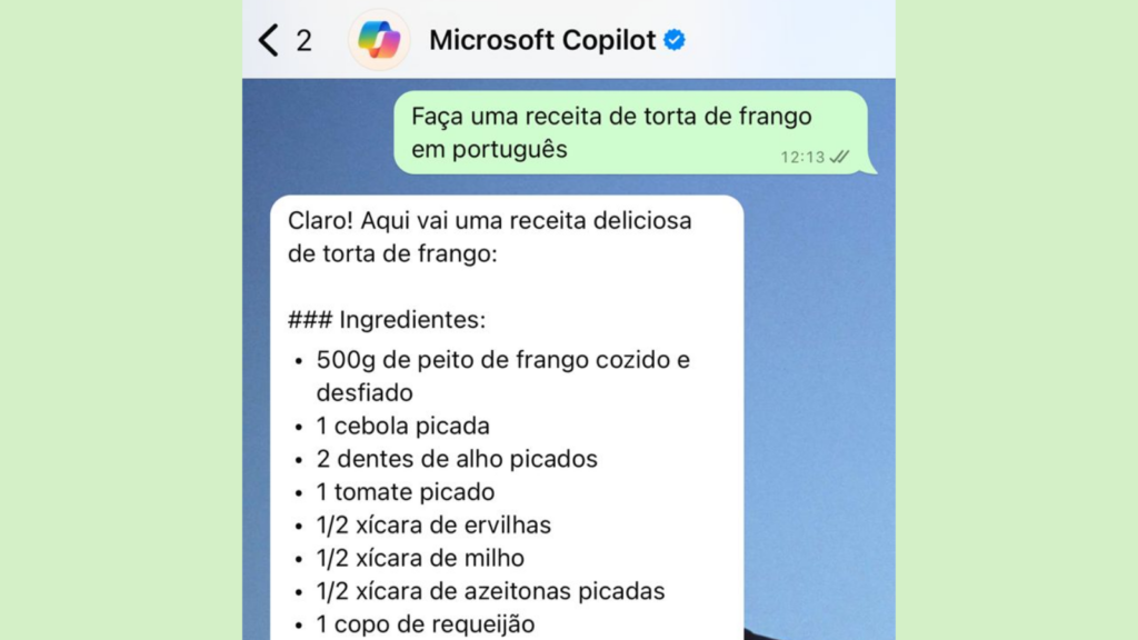 Copilot, ia da microsoft, chega ao whatsapp. Saiba como usar. Em poucos passos você adiciona a ia à sua agenda do iphone ou android e já pode criar imagens, corrigir textos e muito mais! Confira