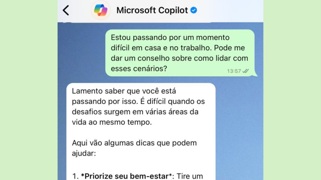 Copilot, ia da microsoft, chega ao whatsapp. Saiba como usar. Em poucos passos você adiciona a ia à sua agenda do iphone ou android e já pode criar imagens, corrigir textos e muito mais! Confira