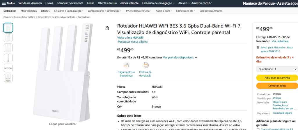 Huawei wifi be3: o melhor roteador wifi 7 por até 500 reais