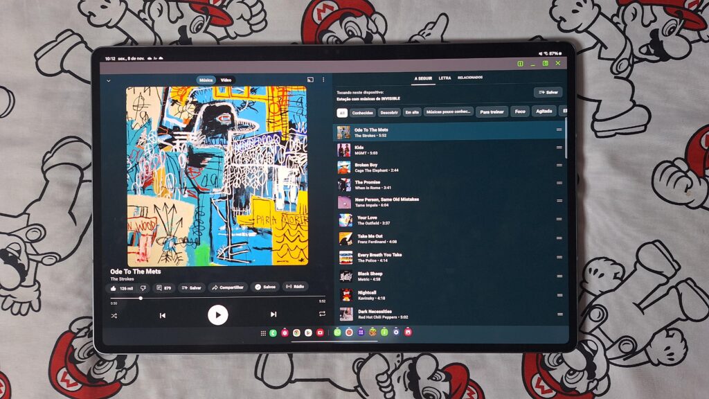 Youtube music rodando no galaxy tab s10 ultra