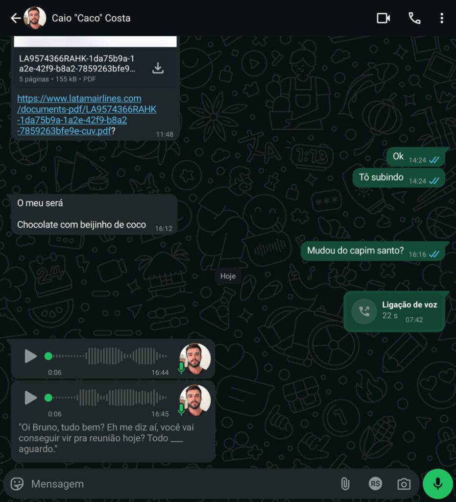 Recurso de  transcrever áudio no whatsapp