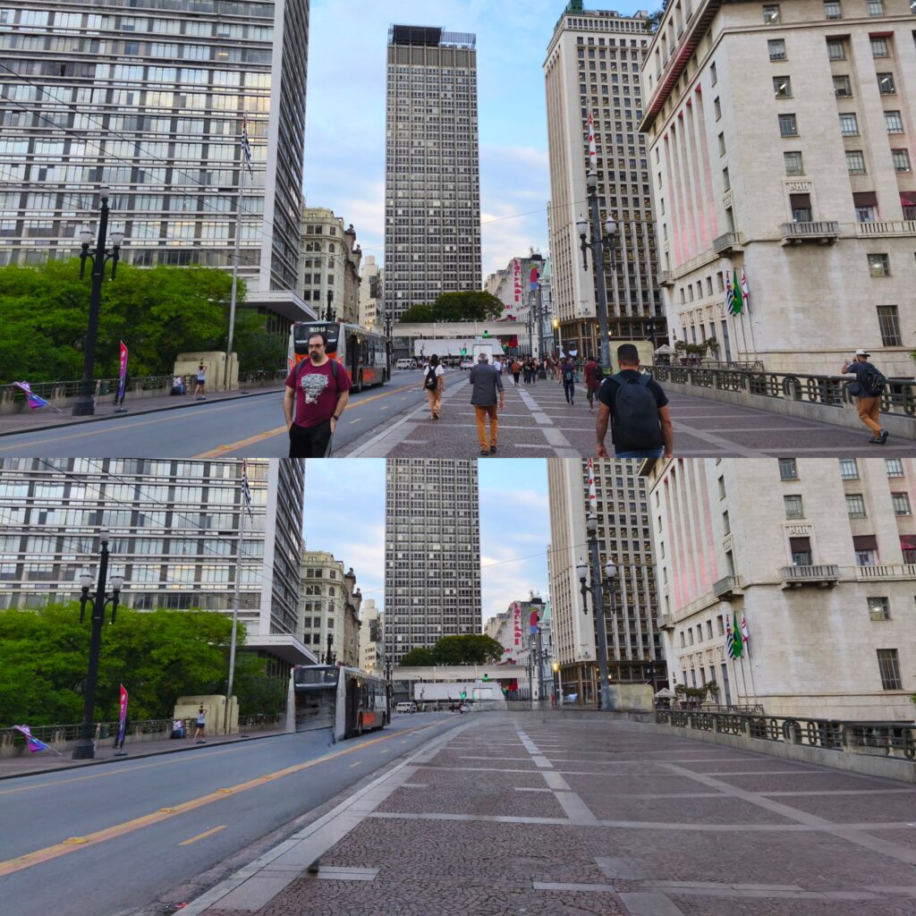 Antes e depois de foto editada pelo xiaomi 14t