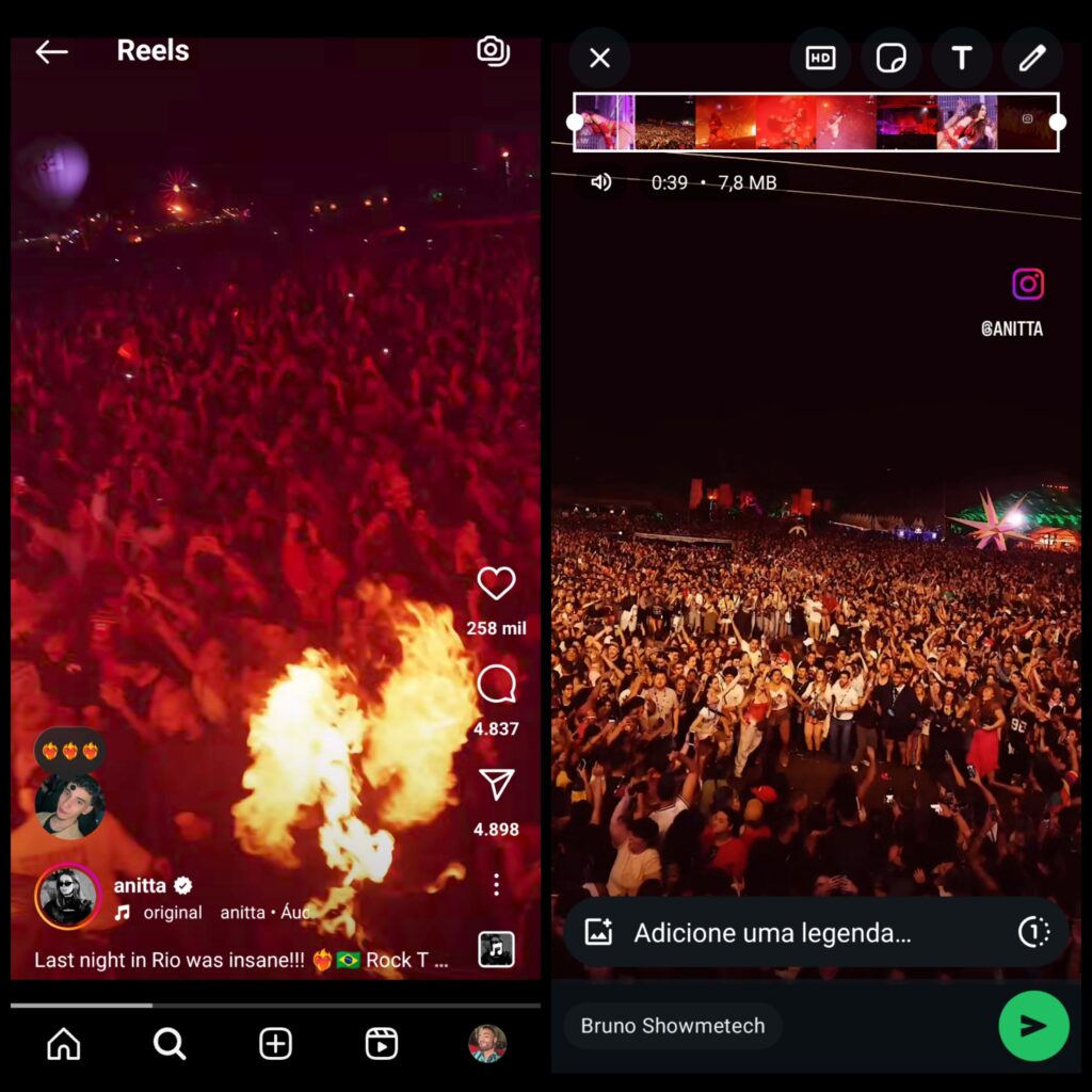 Captura de tela sobre como baixar vídeo do instagram pelo aplicativo